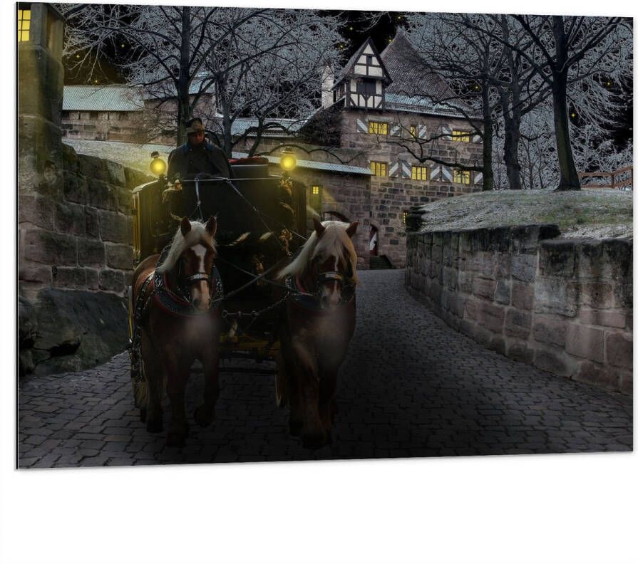 Dibond Pad Persoon Bomen Huis Dier Paarden Lampen 100x75 cm Foto op Aluminium (Met Ophangsysteem)