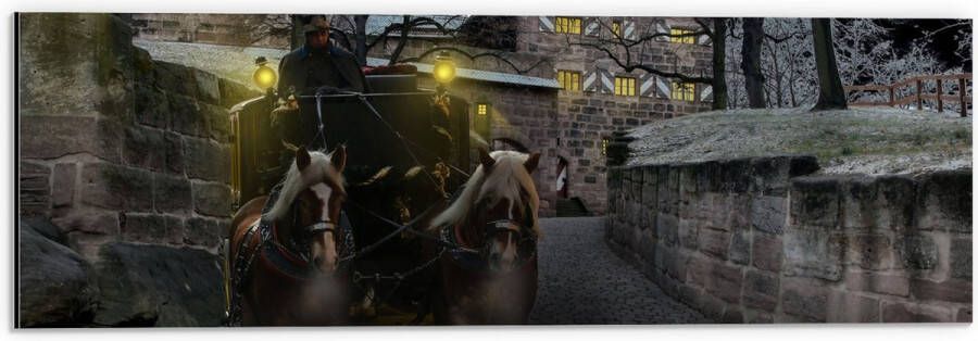 Dibond Pad Persoon Bomen Huis Dier Paarden Lampen 60x20 cm Foto op Aluminium (Wanddecoratie van metaal)