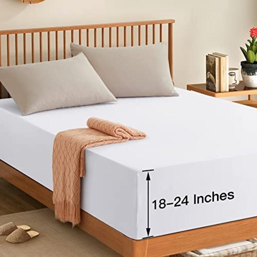 Diep Hoeslaken voor Queen Size Matras Extra Diep Onderlaken tot 24 Inch 1800 Draadtelling Microvezel