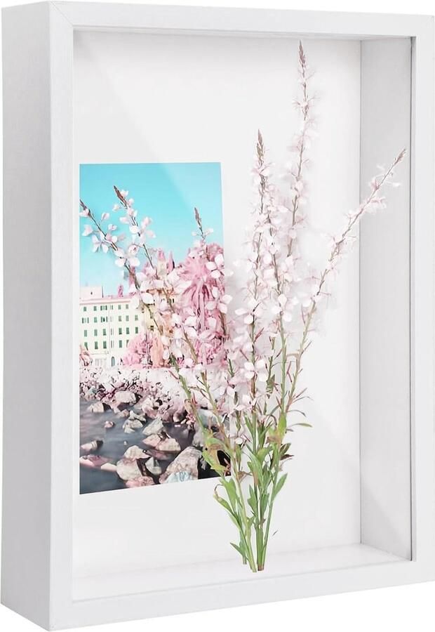 Diepe 3D Fotolijst A4 Houten Fotolijst voor Muur en Tafel Perfect voor Foto's Kaarten Medailles en Memo's