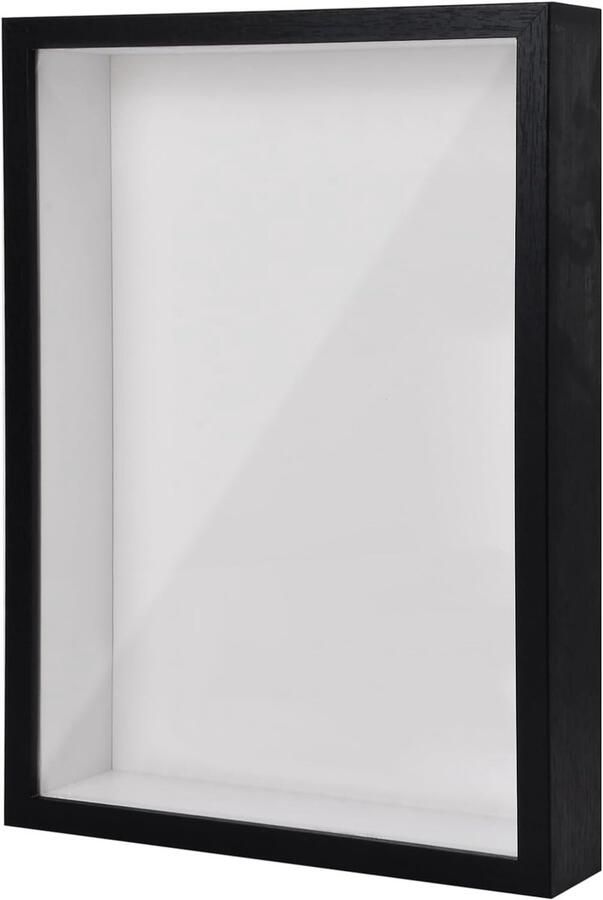 Diepe 3D Fotolijst A4 voor Tafel en Muur Houten Displaydoos voor Memorabilia