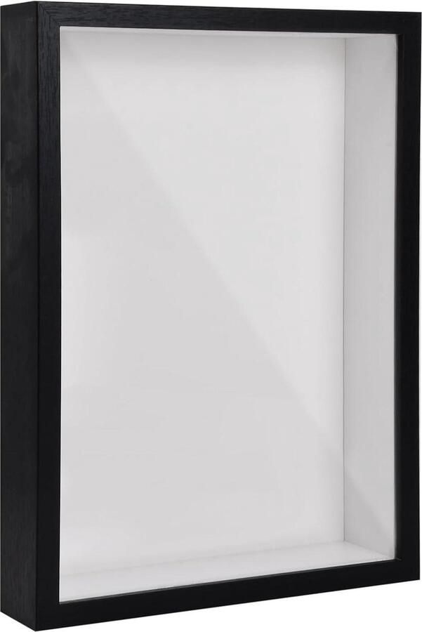 Diepe 3D-fotolijst A4 227 x 314 cm tafel en muur displaydoos houten fotolijst voor handwerk zwart 3 cm Fotolijst