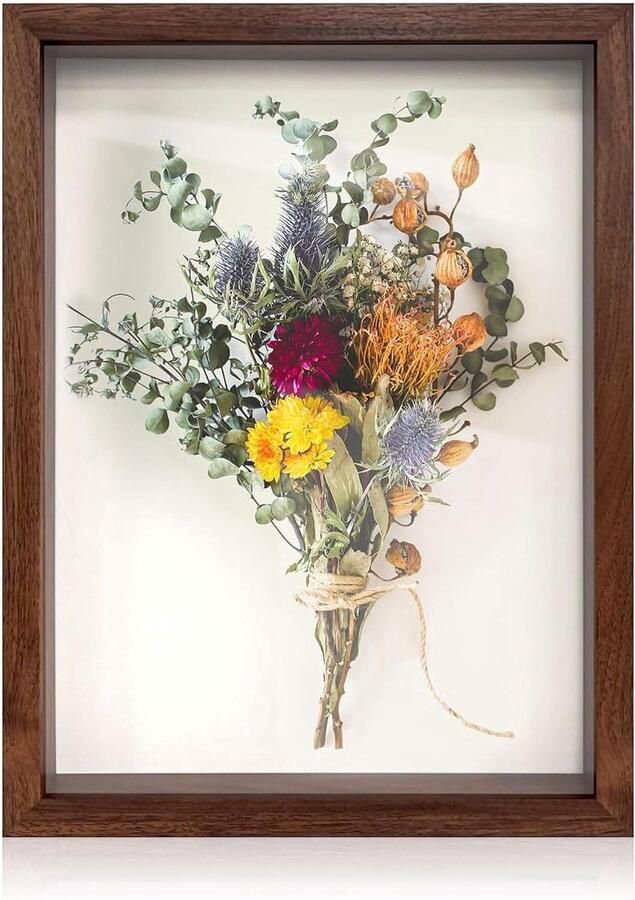 Diepe Houten 3D Fotolijst met Glasplaat Familieherinneringen Wandhang of Bureau 3D Object Lijst