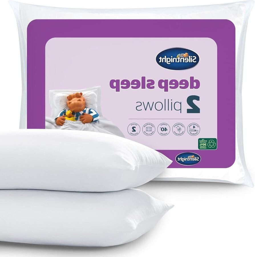 Diepe slaapkussens set van 2 stuks Medium ondersteuning Comfortabel hollowfiber bed Hypoallergeen Standaardmaat Wit binnenkussen 40x40