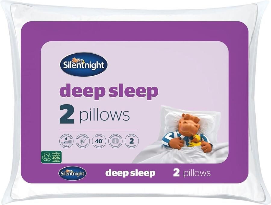 Diepe slaapkussens set van 2 stuks medium ondersteuning comfortabel hollowfiber bed voor- rug- en zijslapers machinewasbaar hypoallergeen in standaardmaat wit buckwheast pillow - Foto 2