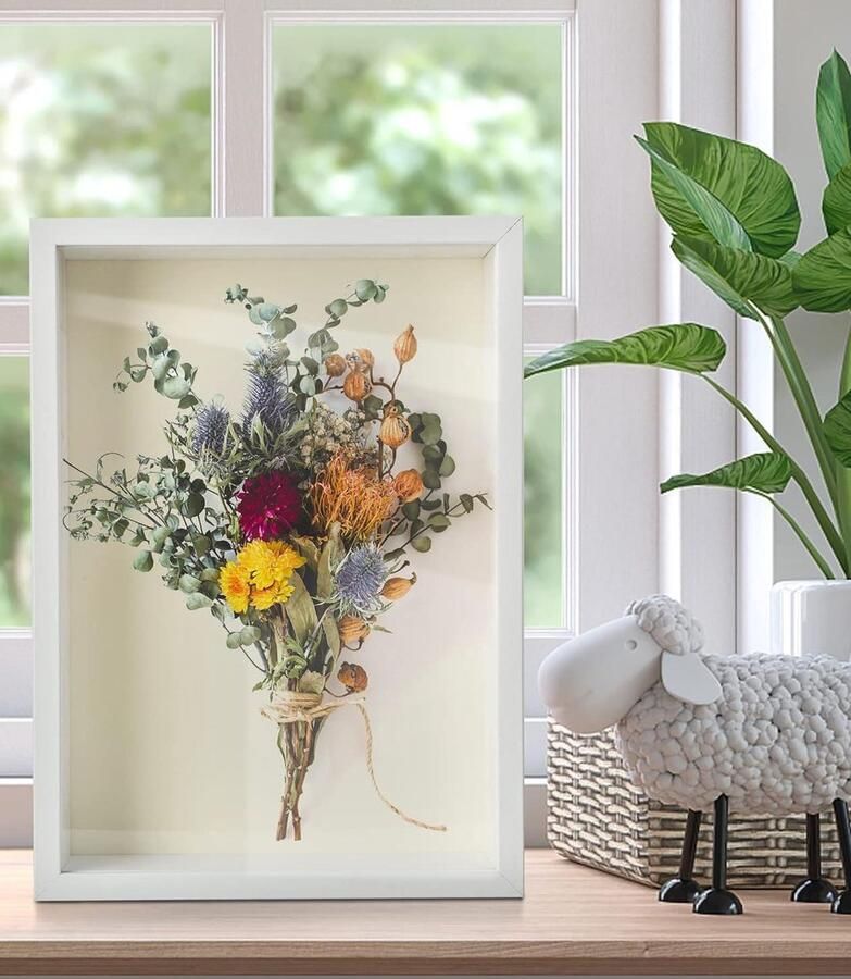 Diepe Vierkante Box Frame 3D Vitrine voor Memorabilia Medailles Wit 23X32