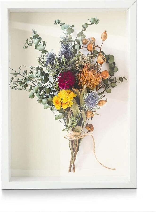 Diepe Vierkante Fotolijst Vitrine voor Memorabilia Seashell Bloemen Ambachten 23x32 cm