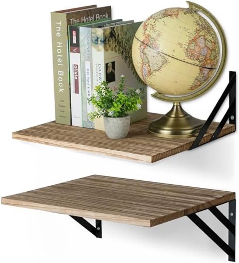 Diepe Wandplanken 40 cm Houten Muurrek voor Keuken Badkamer en Woonkamer Stijlvolle Drijvende Planken voor Boeken Routers en Meer