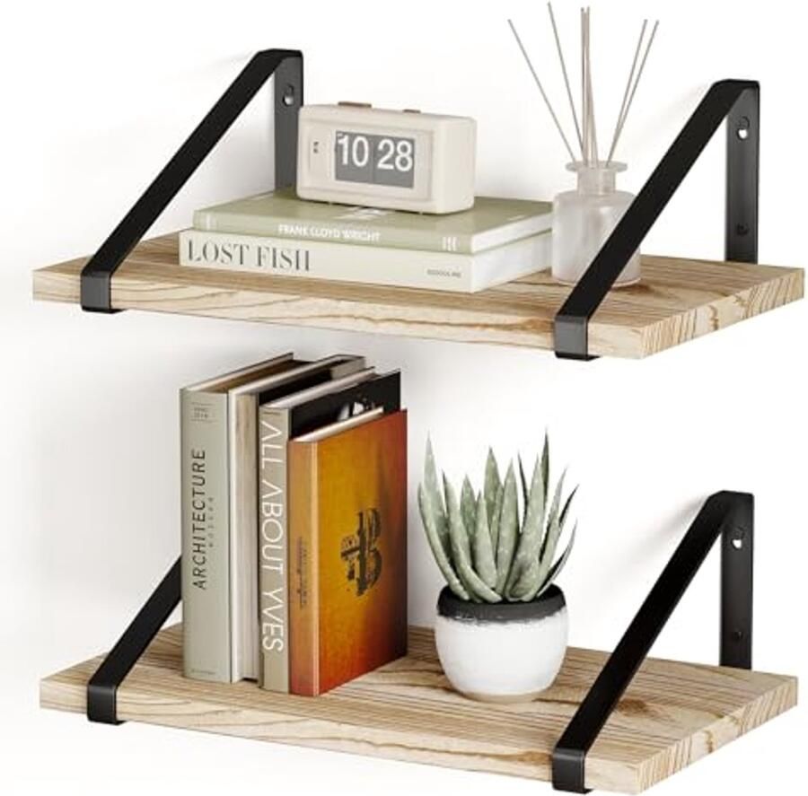 Diepe zwevende planken van 30 cm Rustiek houten wandplanken voor opslag en decoratie in elke kamer