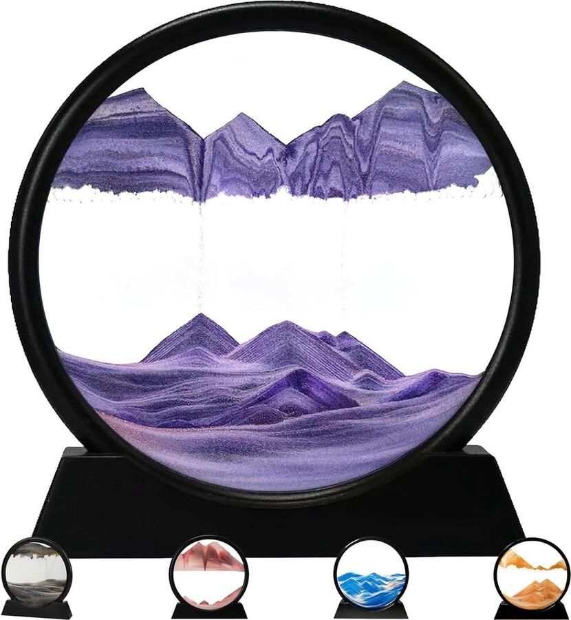 Diepzee zandloper bewegend zandlandschap paars zanddecoratie voor volwassenen en kinderen 18 cm