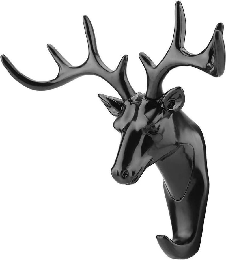 Dierenhaken wandhouder Hert hoofd haak zwart Wandhaken voor kledingrek Handdoekhaak muur deur