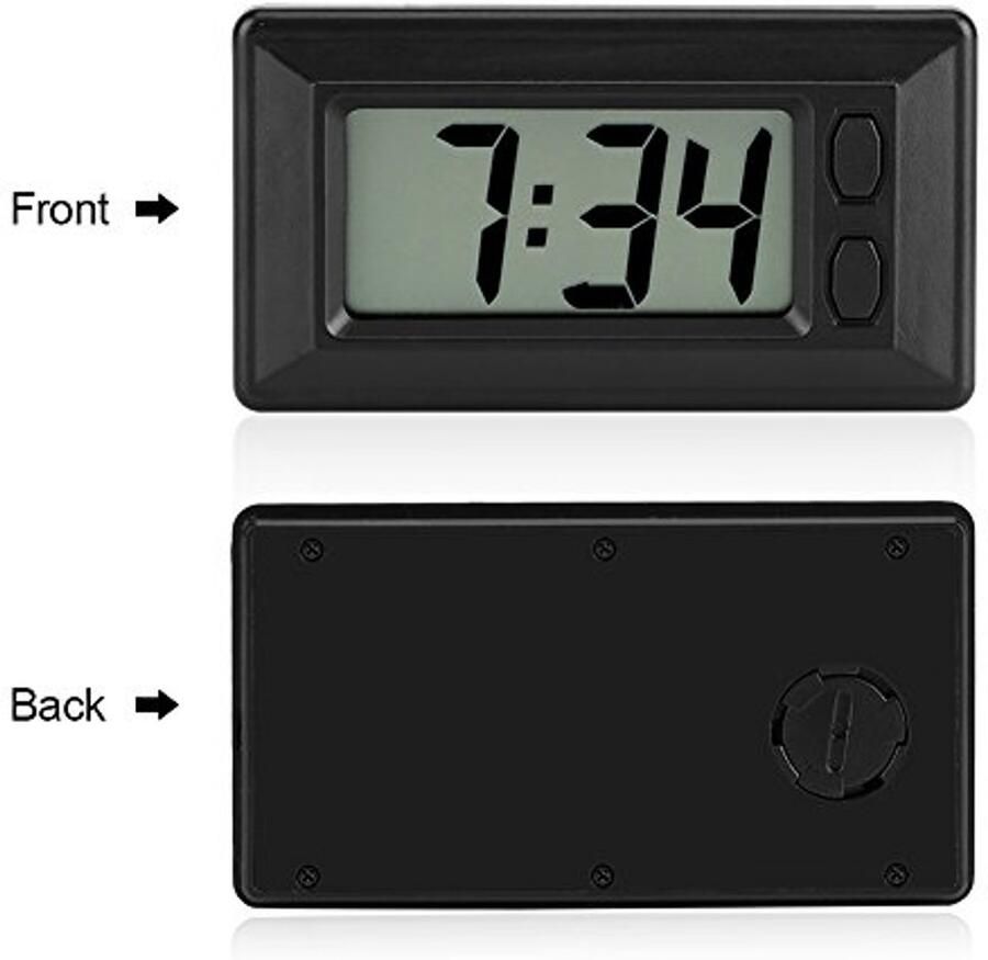 Digital LCD Clock Portable Dashboard Desk Date Time Calendar Electronic Clock with Adhesive Pad for Car Vehicle Dashboard