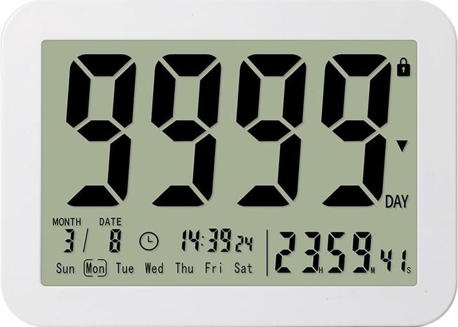 Digitale aftelklok- Telt af tot 9999 dagen Met standaard en sterke magnetische achterkant Perfect voor bruiloften verjaardagen pasgeborenen en labs Duidelijk display Compact en draagbaar- Handig te plaatsen op een bureau of aan de muur