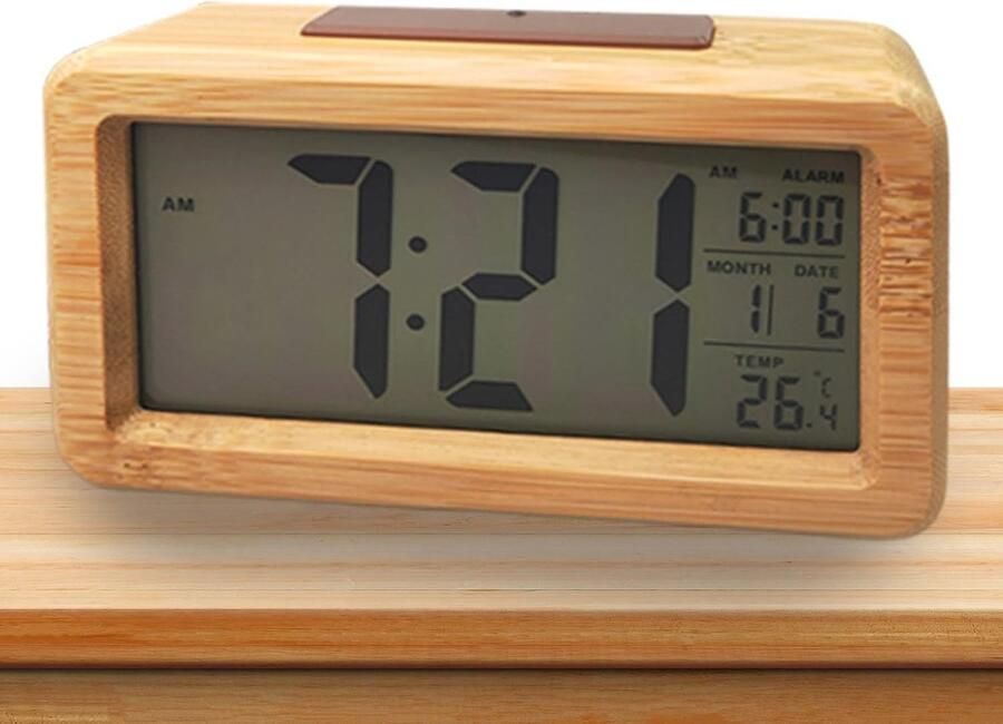 Digitale houten wekker voor slaapkamer Decoratieve klok met snooze functie voor kinderen en op nachtkastje