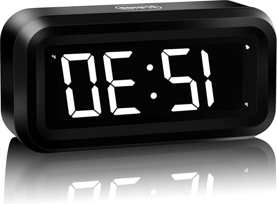 Digitale klok op batterijen Groot 12 inch LED-tijddisplay Instelbare helderheid 12 24 uur Draagbaar Draadloos Wekker nachtkastje Reizen Wand Plank Bureau Wit