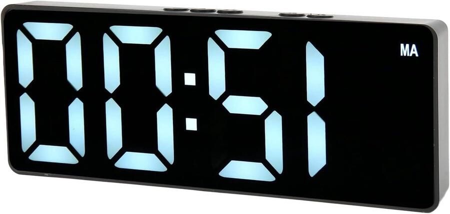 Digitale LED-spiegelwekker met groot 6 7-inch scherm en temperatuurweergave voor thuis nachtkastje