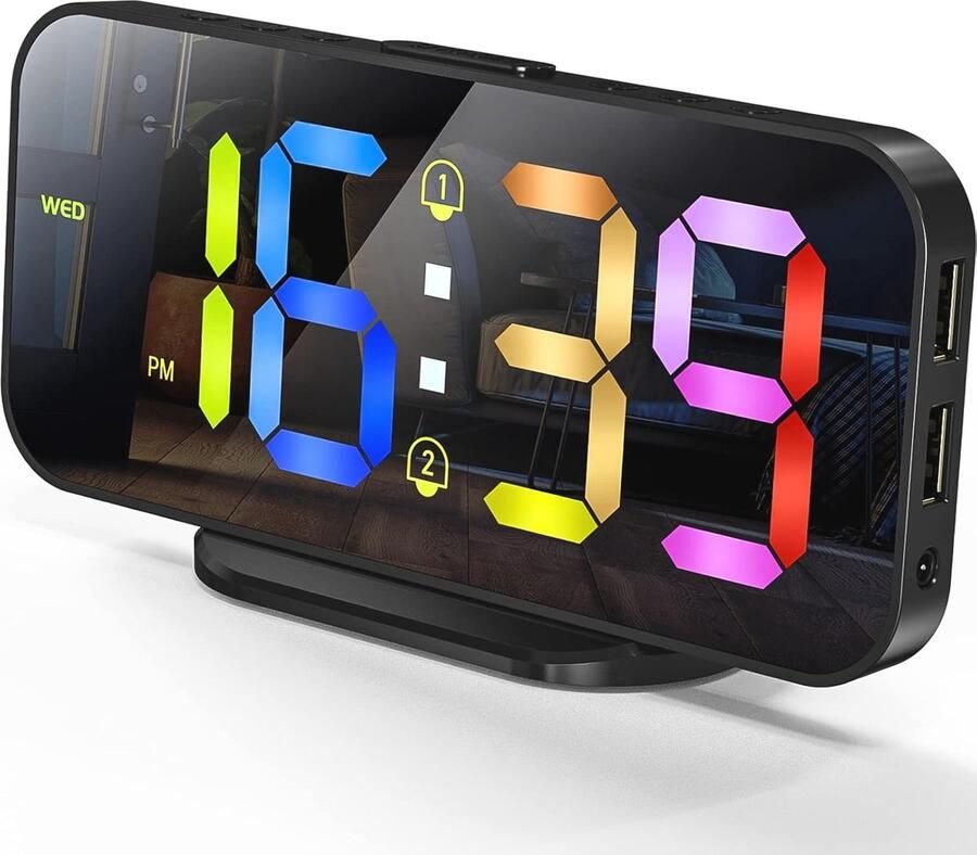 Digitale LED Wekker met Snooze en Automatische Helderheid Moderne Bureau- en Wandklok in Zwart