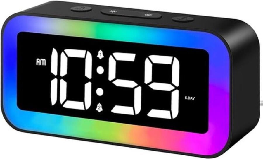 Digitale RGB-lichtwekker voor kinderen nachtkastje voor volwassenen dubbele wekker dutje