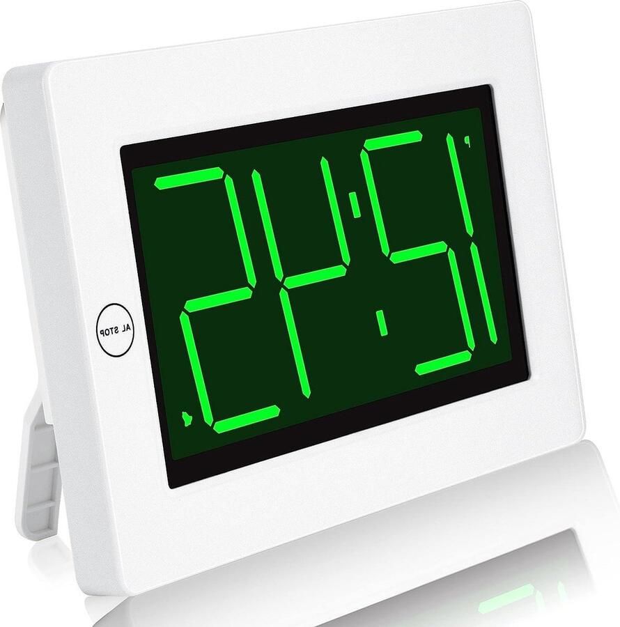 Digitale wandklok met groot 12 inch LED-tijddisplay 3 niveaus instelbare helderheid Draagbare draadloze wekker voor nachtkastje Werkt op batterijen