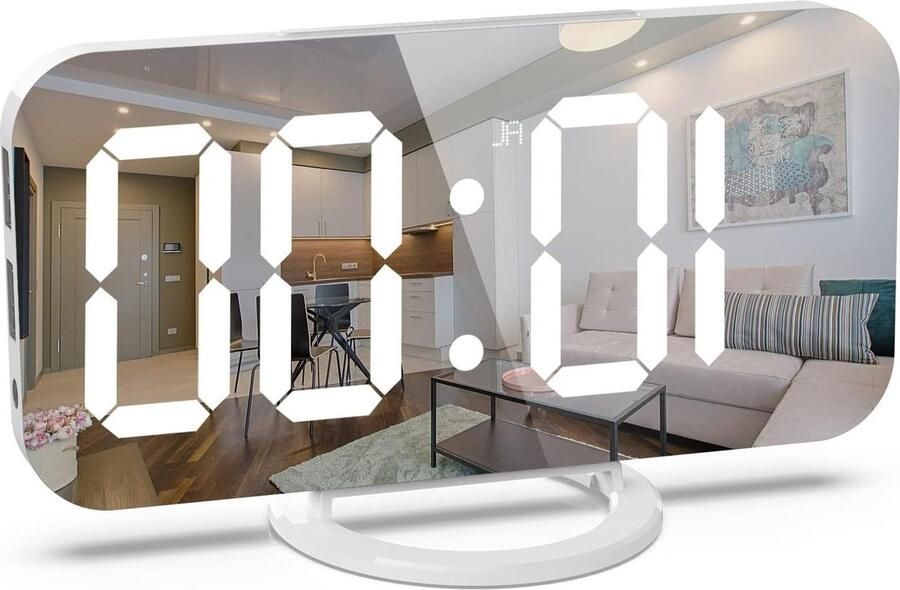 Digitale wekker met groot led-display tafelklok digitaal klok 67 inch display 3 helderheidsniveaus dubbele USB-laadaansluiting wekker voor nachtkastje slaapkamer en kantoor