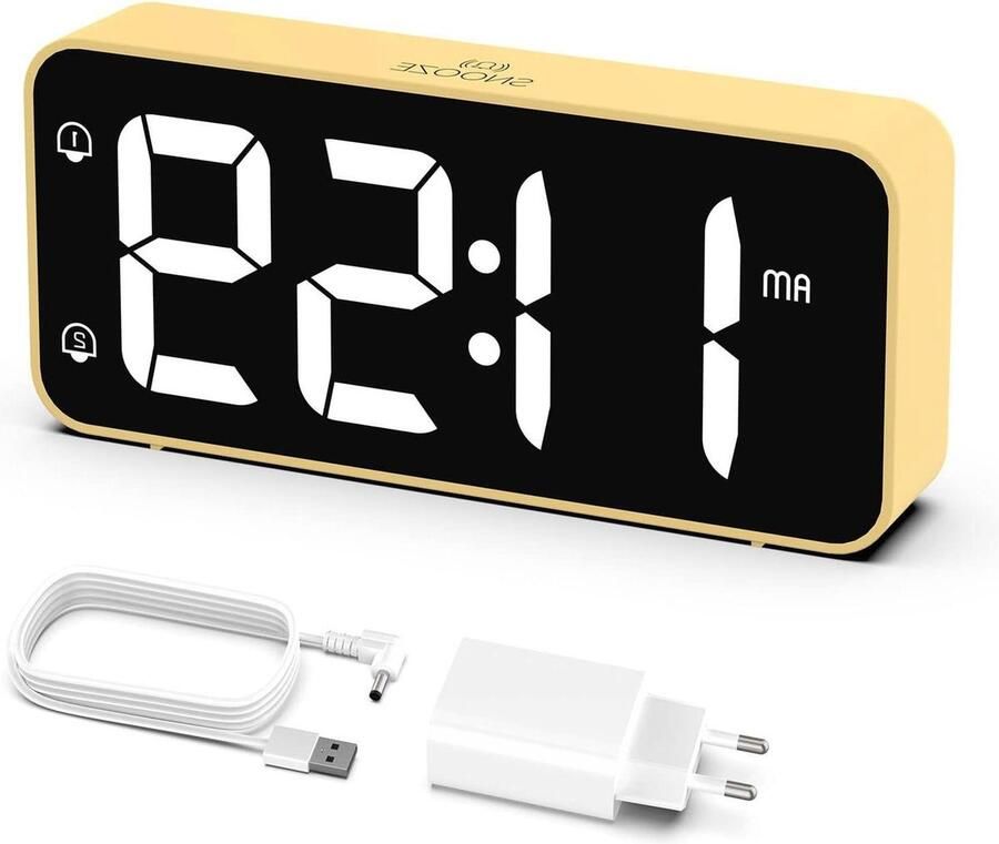 Digitale wekker met 2 alarmen USB-oplaadpoort 0-100% dimmer 90-120 dB volume sluimerfunctie digitale klok voor bureau slaapkamer nachtkastje