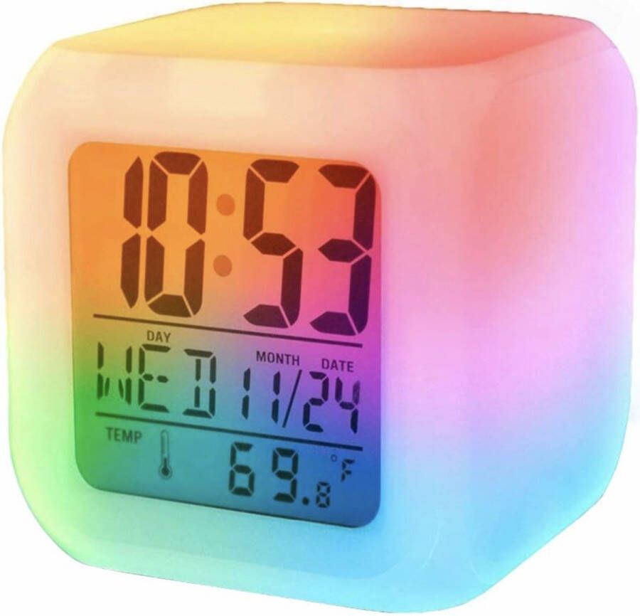 Digitale wekker met 7 kleuren met groot led-display met temperatuur datum snooze voor kinderen jongens meisjes reiswekker met batterijback-up lichtwekker voor bureau