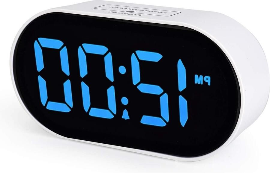 Digitale wekker met dimmer en groot cijferdisplay LED-alarm voor nachtkastje Lichtblauw