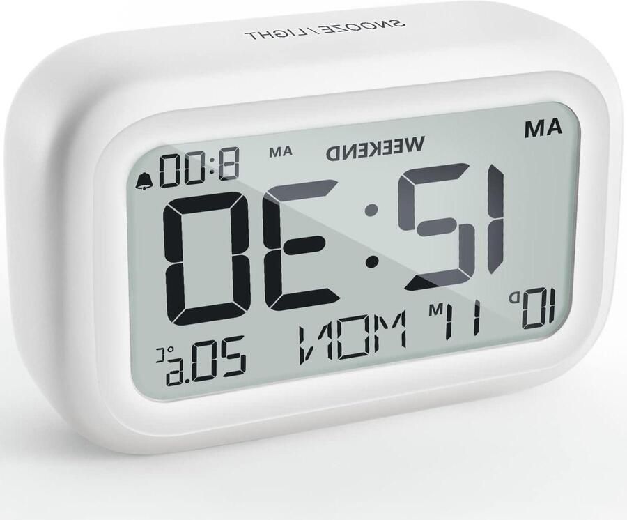 Digitale wekker op batterijen met LCD-display en snooze nachtkastje bureau reizen
