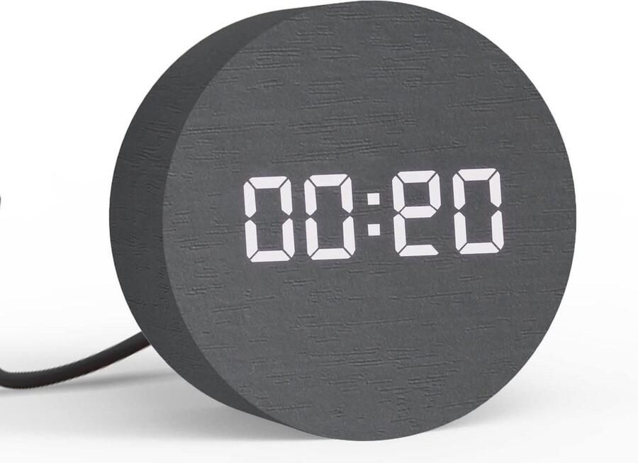 Digitale wekker tafelklok met 3 alarmen sluimerfunctie geluidsregeling led-display USB-voeding houten mini-wekker slaapkamer nachtkastje