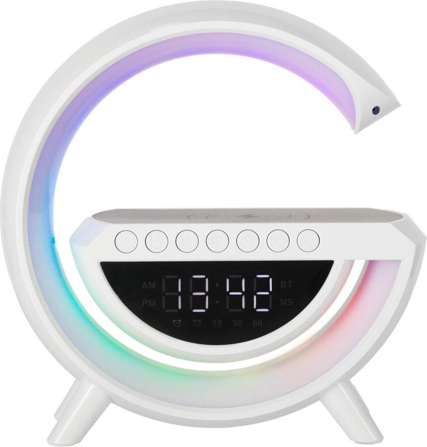 Digitale Wekkerradio Klokradio Slaapkamer Draadloze Oplader Radio Speaker Klok Lamp 7 Verschillende Wekker Geluiden 13 Verschillende Lichtkleuren Enkele Kleuren Of RGB Effect Voor Volwassen en Kinderen