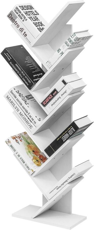 Digitalewarenhuis Moderne 8-laagse Witte Boekenkast van MDF – Stabiele Opslagplank wit Voor Boeken CD's en Decoraties