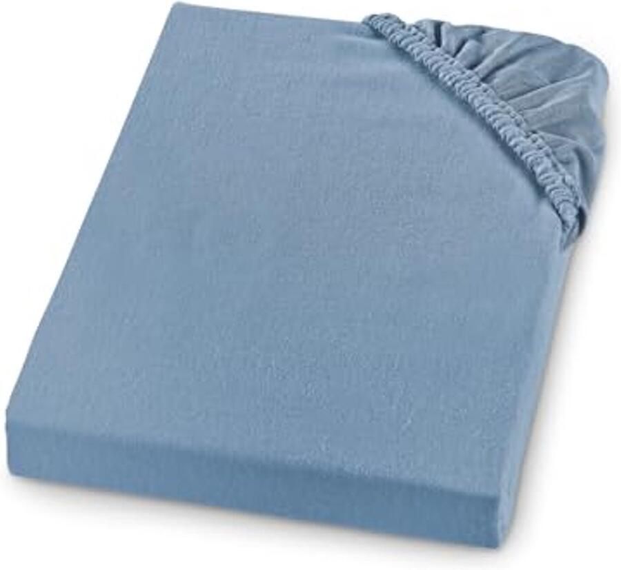 Dik flanellen hoeslaken 100% katoen Ademend Warm en Comfortabel Geschikt voor matrassen tot 23 cm L 120 x B 200 cm Lichtblauw