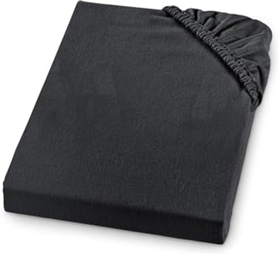 Dik flanellen hoeslaken 100% katoen elastisch geschikt voor matrassen tot 23 cm Oeko-Tex 180 x 200 cm antraciet