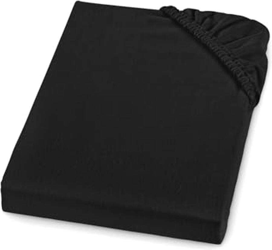 Dik flanellen hoeslaken 140 x 200 cm 100% katoen Ademend en warm Geschikt voor matrassen tot 23 cm hoogte Wasbaar tot 60 graden Öko-Tex gecertificeerd Zwart