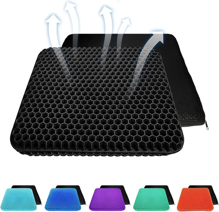 Dik Gel Zitkussen Ademend Stoelkussen met Antislip Overtrek Honingraatdesign Absorbeert Drukplekken Voor Auto Bureaustoel Rolstoel