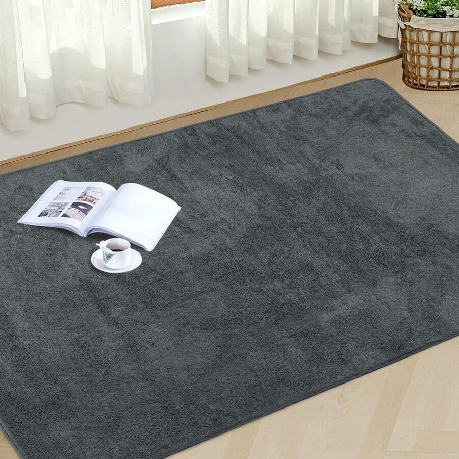 Premium dik tapijt vergelijkbaar met schapenvacht voor woonkamer en keuken antislip en wasbaar ultrazacht vloertapijt slaapkamer tapijten 120 x 160 cm grijs vloerkleed
