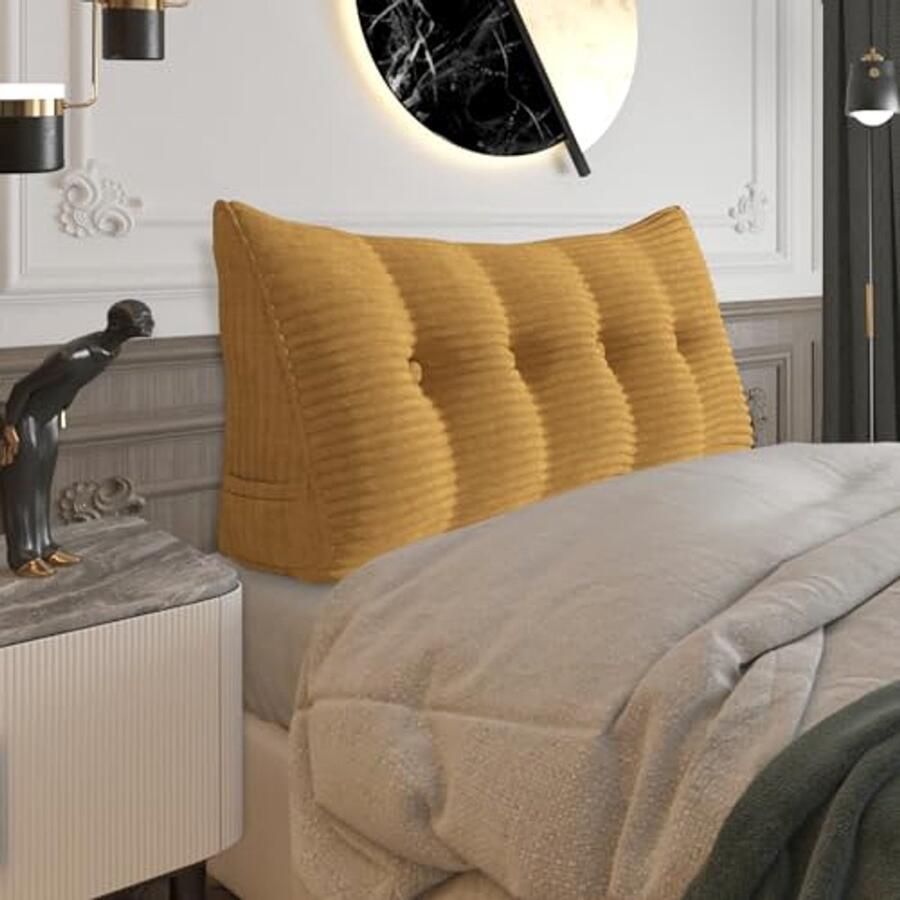 Dik rugkussen voor bed en bank Comfortabel leeskussen en wandkussen Driehoekig ontwerp Herfst en winter Luxueus ribfluweel
