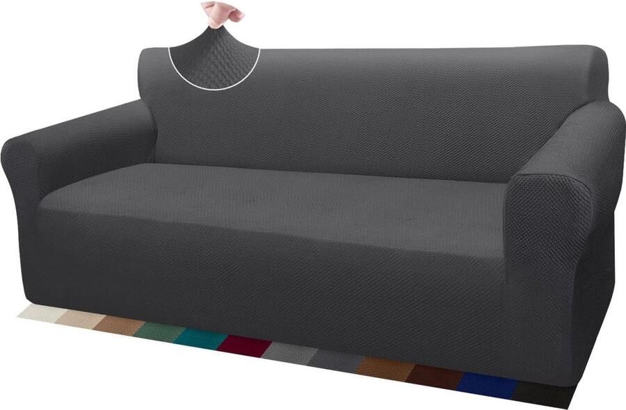 Dikke bankhoes met stijlvol patroon bankovertrek voor 3-zits grijs elastische jacquard