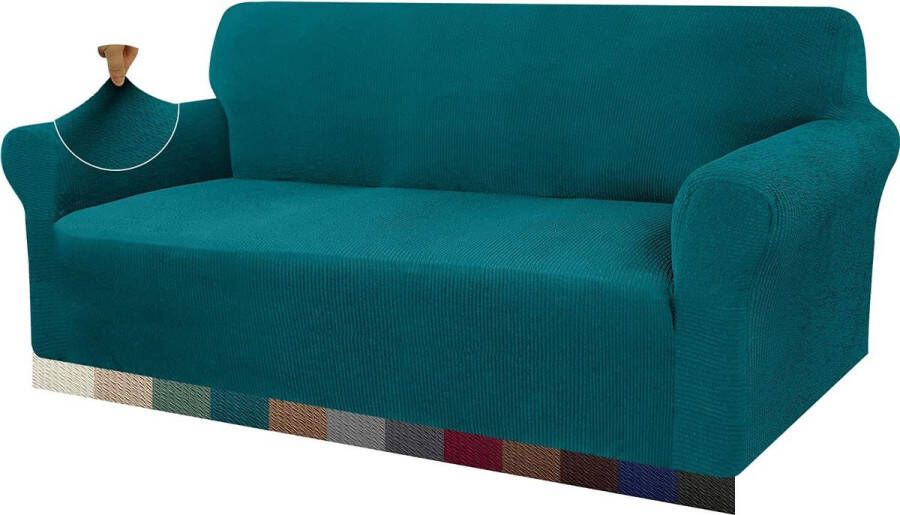 Dikke bankovertrek 3-zits stretch en stijlvolle bankovertrek meubelhoezen antislip krasbestendig jacquard spandex 3-zits blauwgroen