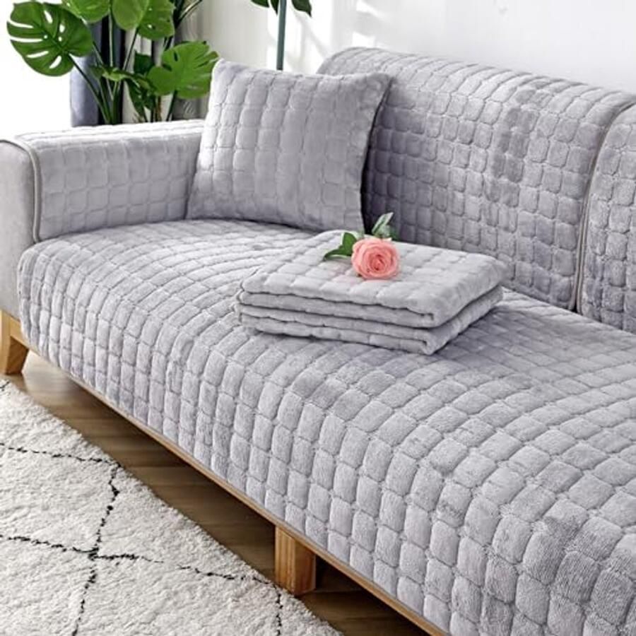 Dikke flanellen bankhoes 1- 2- of 3-zits antislip hoes voor hoekbank huisdierbeschermer