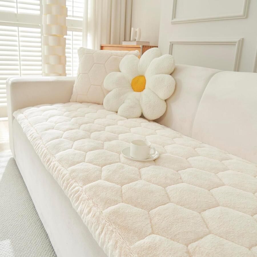 Dikke Wasbare Bankhoes Comfortabele Flanellen Meubelbeschermer voor 2- 3- of 4-zitsbanken