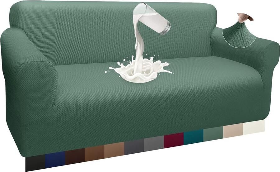 Dikke waterdichte bankovertrek 1 stuks luxe dikke bankovertrek voor honden chique jacquard elastische bankovertrek meubelhoezen met anti-slip schuim (3-zits salie)