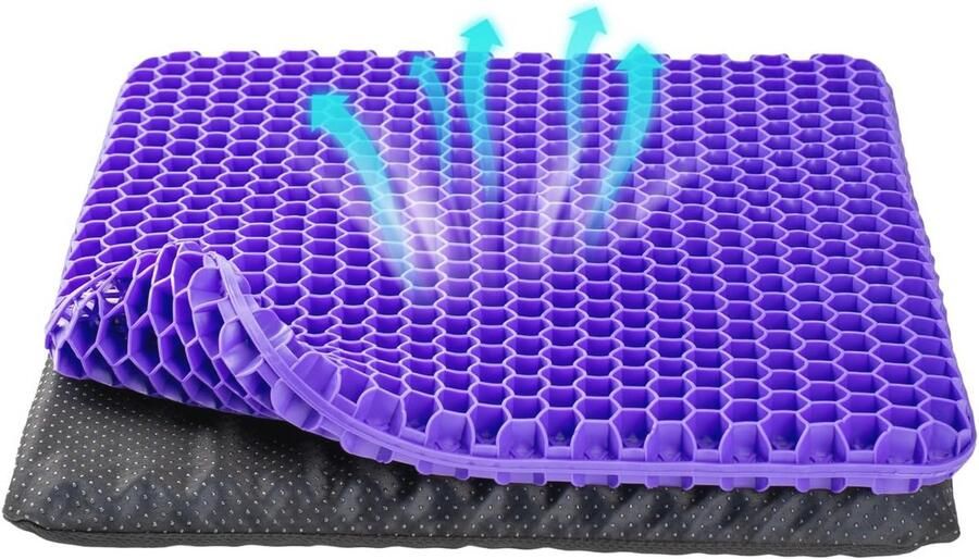 Dikker Gel Zitkussen 4 cm Ademend Wasbaar en Koelkussen voor Bureaustoel en Rolstoel