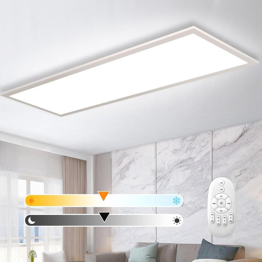 Dimbare LED Plafondlamp 100 x 25 cm Ultradun Plafondpaneel met Afstandsbediening 28W 2700K-6500K