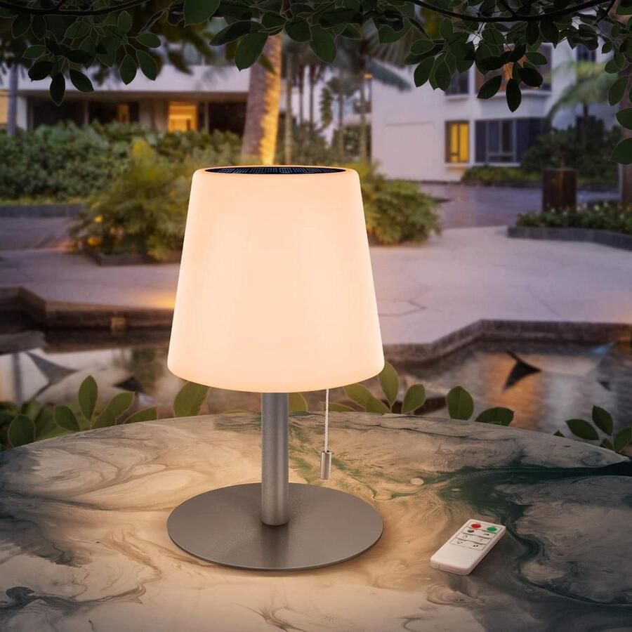 Dimbare LED tafellamp op zonne-energie Waterdicht Warm wit & RGB Afstandsbediening Oplaadbaar Voor buiten & tuin