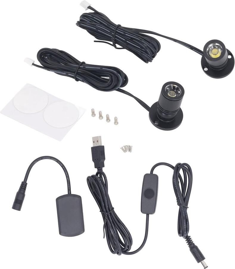 Dimmable Mini Spot 5V USB Small Design Multifunction Spotlights with 2 Meter Cable for Display Jewelry Cabinet Porch Black Modern