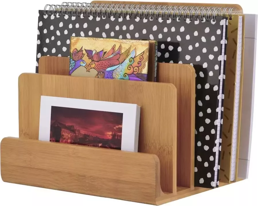 Bamboe Bureau Organizer voor Documenten en Tijdschriften; Documenthouder Brievenbak Papierladen voor Thuis Kantoor Praktijk