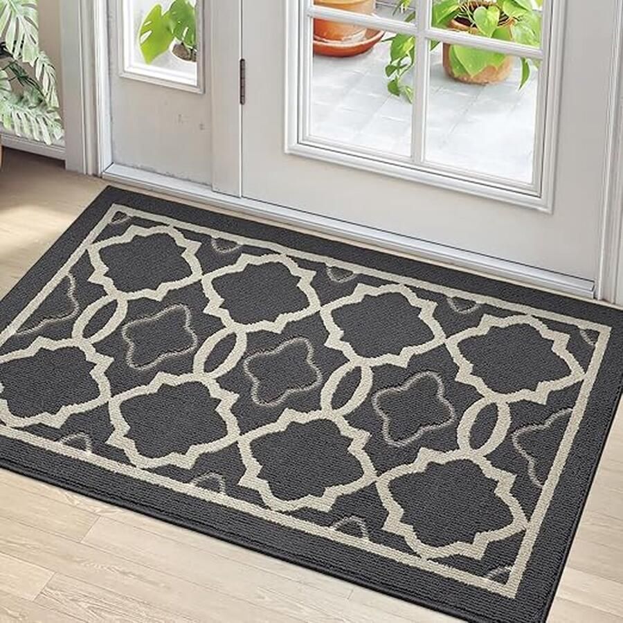 Dirt Trapper deurmat 90 x 150 cm antislip toegangsdeken voor binnen en buiten machinewasbaar zachte vloermat super absorberende voordeurmat tapijt houtskool
