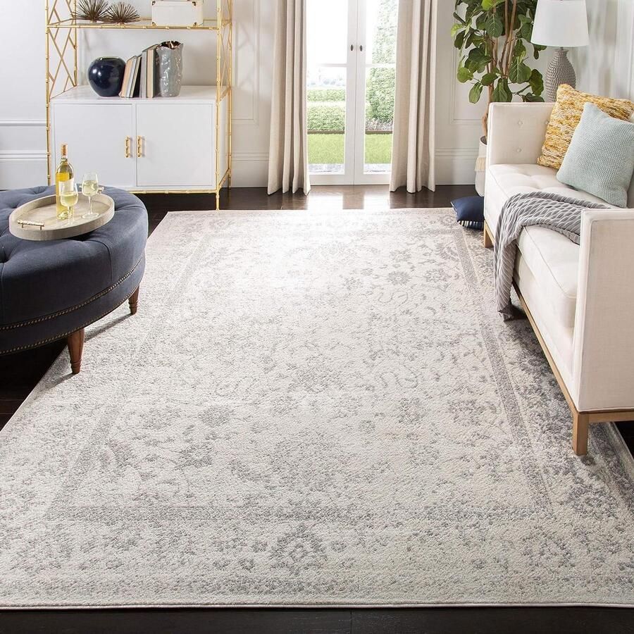 Distressed Vintage Adirondack Collection korte pool ivoor en zilver 122 x 183 cm