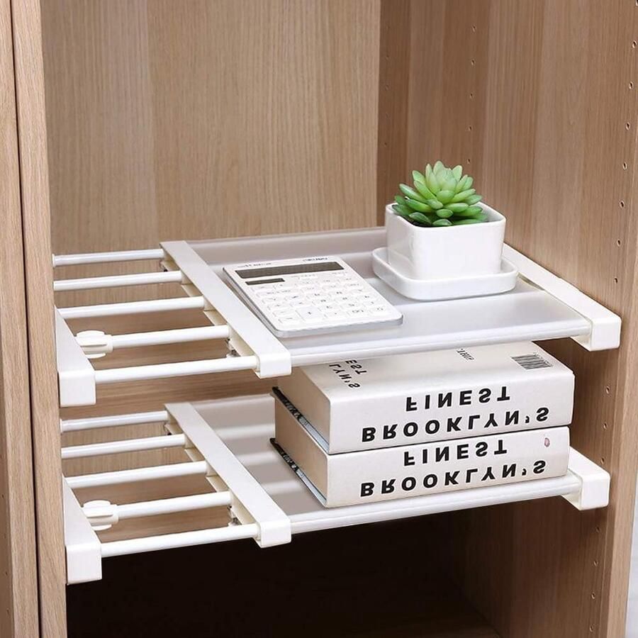 Divider Garderobe Opbergplank Uitschuifbaar Telescopisch Kledingkast Opbergrek Verstelbaar Lengte Rack Drukmontage Kledingkast Badkamer Keuken Organisator